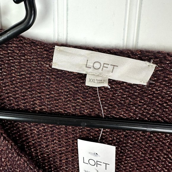Loft Sweater Long sleeve Brown‎ Shimmer size XXL NWT - Picture 2 of 7
